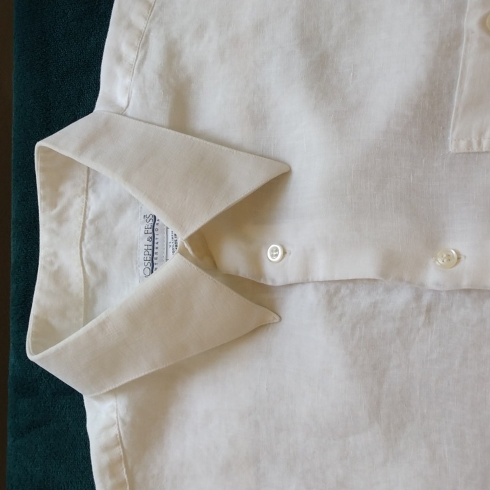 Joseph & Feiss XL White Linen Summer/Resort Shirt